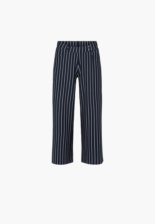 LAURIE  Donna Loose Jersey Crop Trousers LOOSE 49222 Navy Stripe