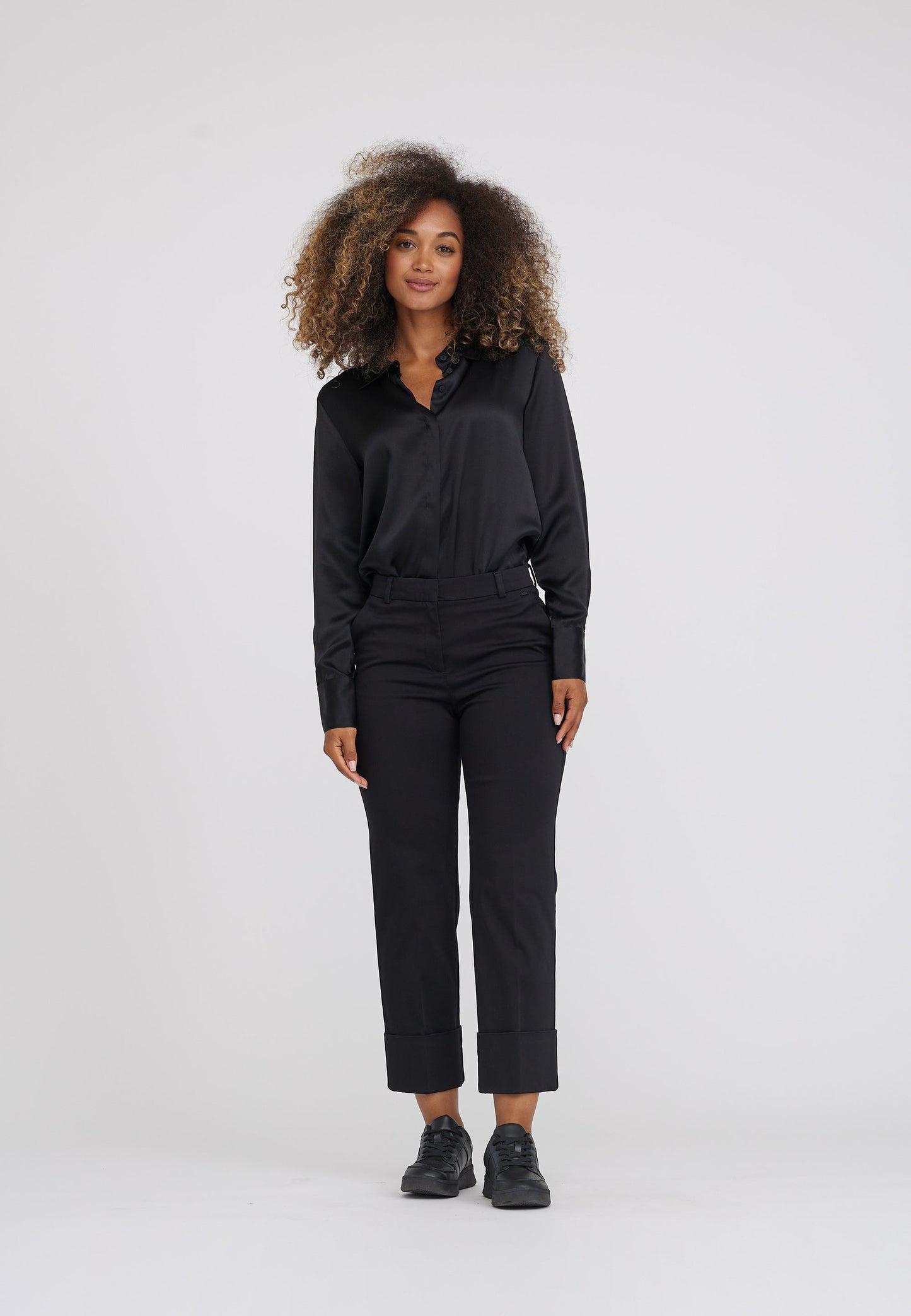 LAURIE  Judy Turn-Up Straight Crop Trousers STRAIGHT 99105 Black