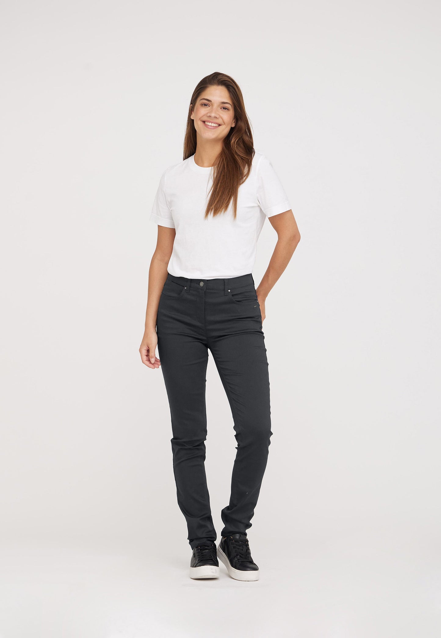 LAURIE  Laura Slim - Medium Length Trousers SLIM 97000 Anthracite