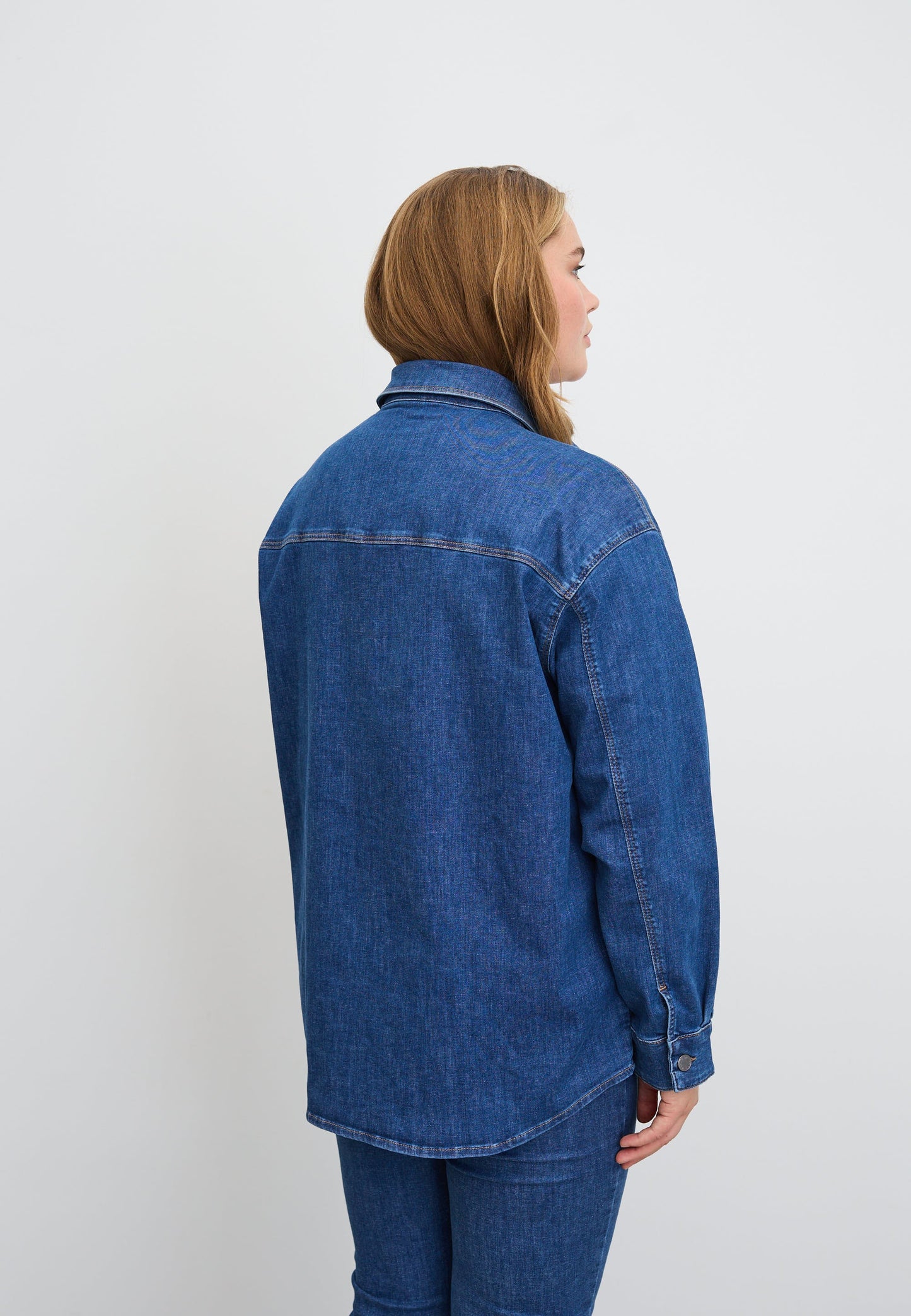 Mille Oversize Shirt Jacket - Long Sleeve - Washed Blue Denim